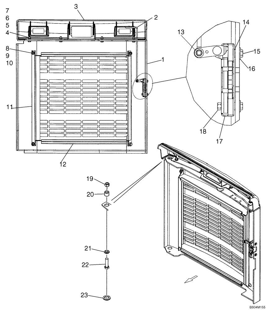 Схема запчастей Case 430 - (09-17) - DOOR, REAR (09) - CHASSIS