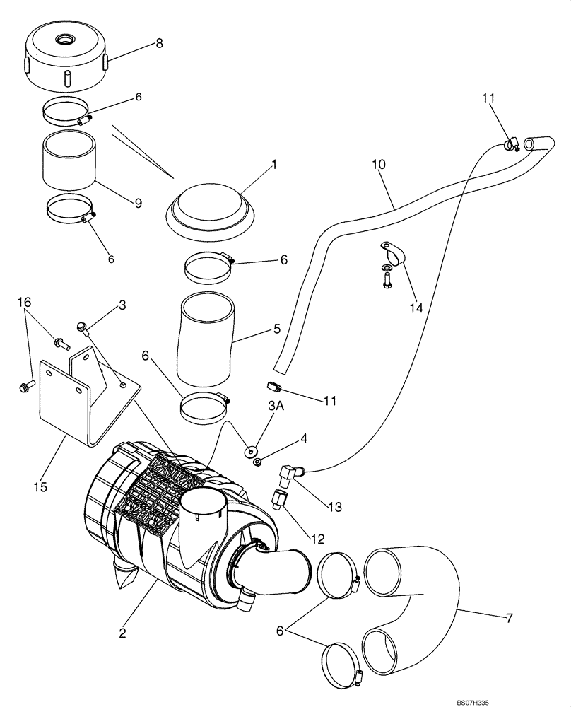 Схема запчастей Case 1150K - (02-05) - AIR CLEANER - MOUNTING (02) - ENGINE