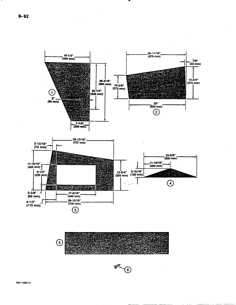 Схема запчастей Case W30 - (9-62) - CAB NOISE REDUCTION AND ANTIRECIRCULATION PADS (09) - CHASSIS/ATTACHMENTS