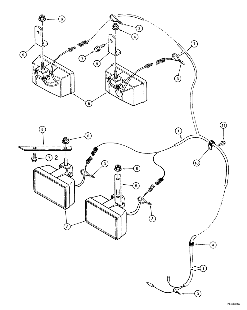 Схема запчастей Case 1150H_IND - (04-14) - HARNESS - LAMP (04) - ELECTRICAL SYSTEMS