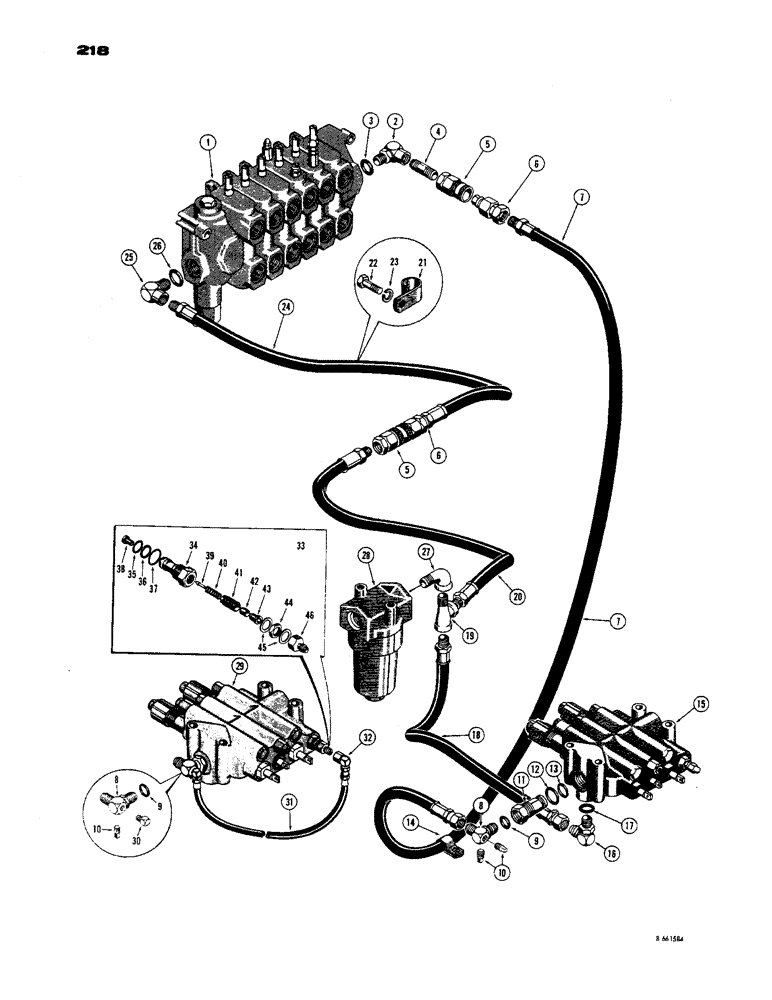 Схема запчастей Case 450 - (218) - BASIC BACKHOE HYDRAULICS (MODEL 32 BACKHOE) (07) - HYDRAULIC SYSTEM