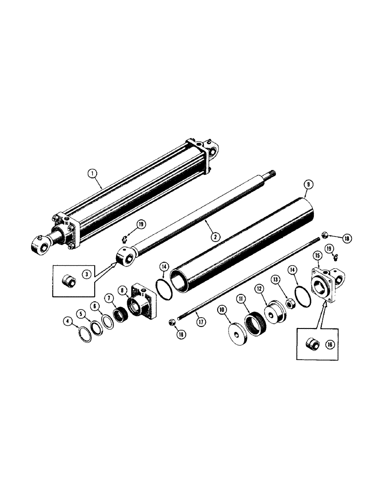 Схема запчастей Case 600 - (268[1]) - HYDRAULIC CYLINDER ASSEMBLY - SCARIFIER LIFT TUBE, PISTON ROD, PACKINGS, SEALS, END CAPS (07) - HYDRAULIC SYSTEM