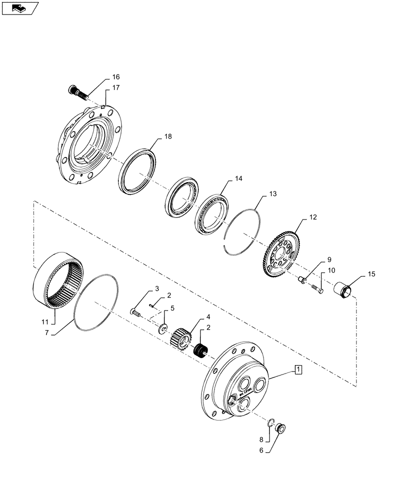 Схема запчастей Case 590SN - (25.310.01[02]) - AXLE, FRONT DRIVE - PLANETARY HD ACP (580SN WT, 590SN) (25) - FRONT AXLE SYSTEM