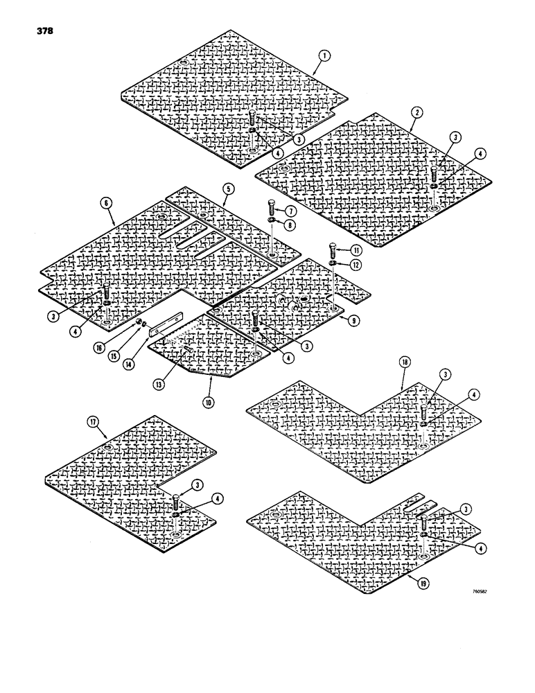 Схема запчастей Case 1450 - (378) - FLOOR PLATES (09) - CHASSIS/ATTACHMENTS