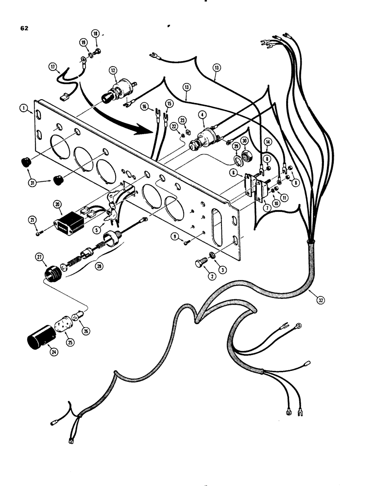 Схема запчастей Case 455B - (062) - INSTRUMENT PANEL, WIRING, AND LAMP (06) - ELECTRICAL SYSTEMS