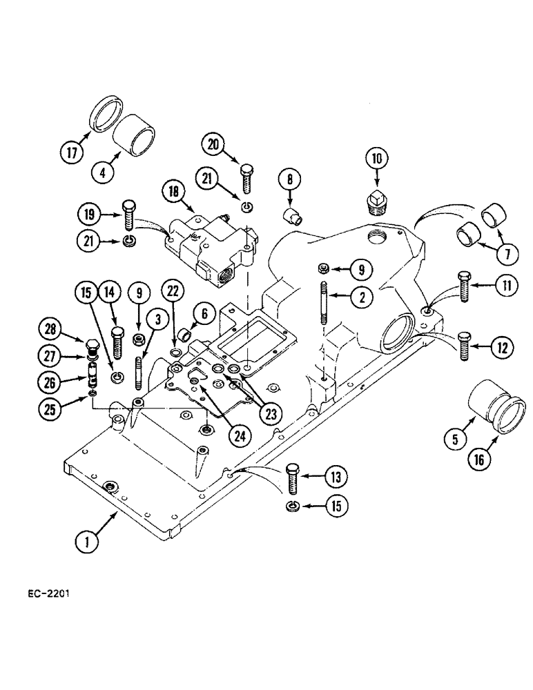 Схема запчастей Case 380B - (8-254) - DRAFT CONTROL HYDRAULIC HOUSING (08) - HYDRAULICS