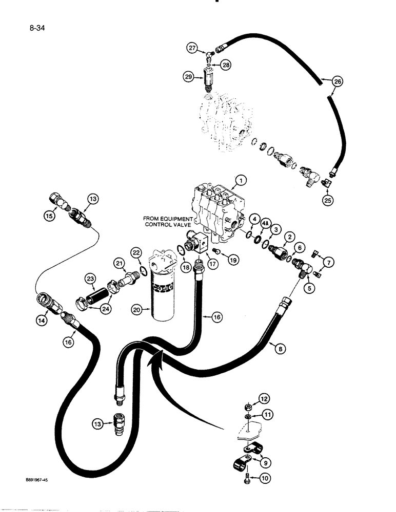 Схема запчастей Case 450C - (8-34) - BACKHOE CONNECTING HYDRAULIC CIRCUIT (08) - HYDRAULICS