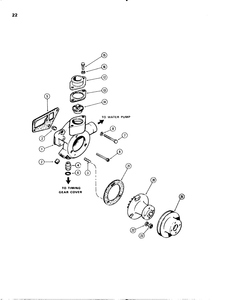 Схема запчастей Case 580C - (022) - WATER PUMP, 207 DIESEL ENGINE (02) - ENGINE