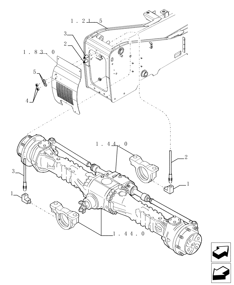 Схема запчастей Case TX742 - (1.28.8A[01]) - LUBRIFICATION OF THE REAR AXLE (27) - REAR AXLE SYSTEM