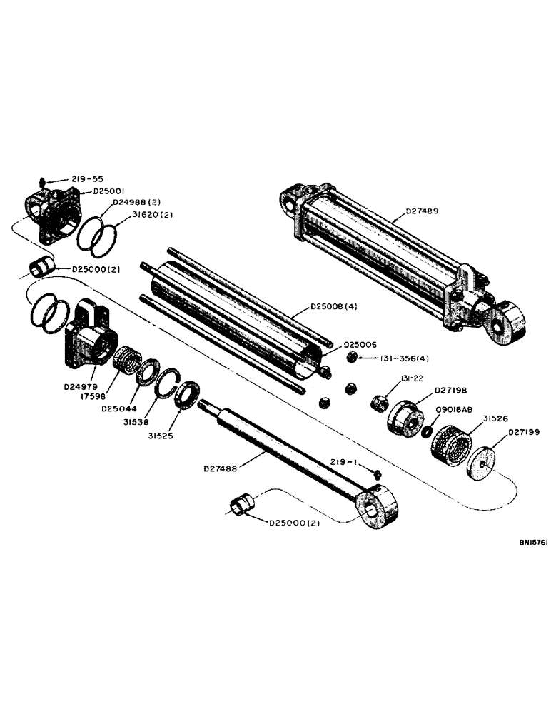 Схема запчастей Case 31 - (102) - D27489 HYDRAULIC CROWD CYLINDER 