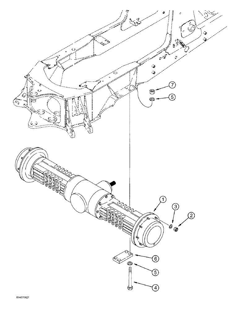 Схема запчастей Case 590SL - (6-48) - REAR DRIVE AXLE MOUNTING (06) - POWER TRAIN