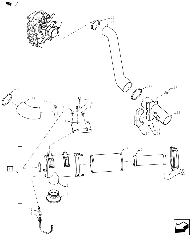 Схема запчастей Case CX235C SR - (10.202.03) - AIR CLEANER (10) - ENGINE