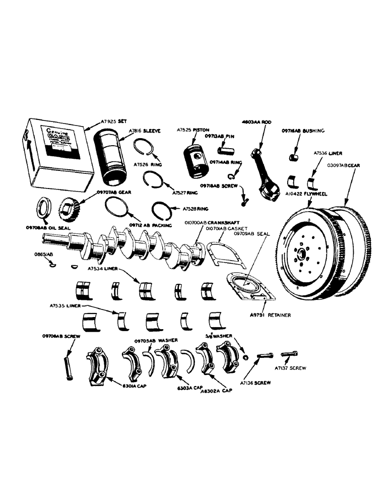 Схема запчастей Case 420 - (006) - POWRDYNE GAS ENGINE, PISTONS, CONNECTING RODS AND CRANKSHAFT, PISTONS AND CONNECTING RODS (10) - ENGINE