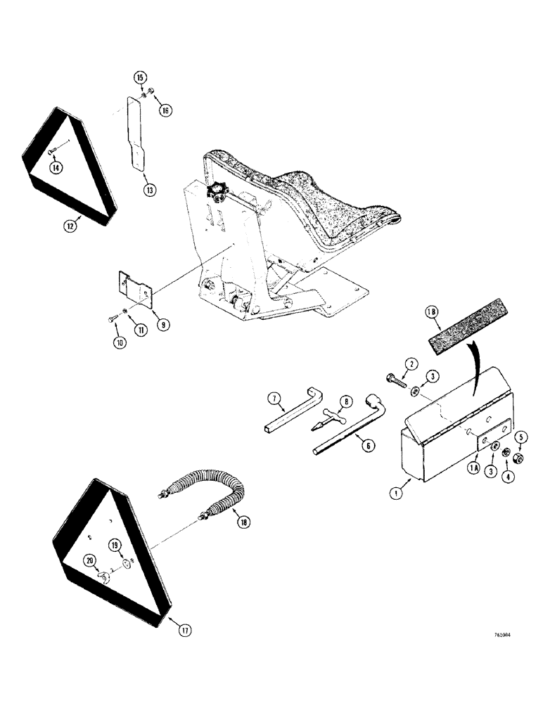 Схема запчастей Case 380CK - (202) - TOOL BOX, TOOLS AND SLOW MOVING VEHICLE EMBLEM (09) - CHASSIS/ATTACHMENTS