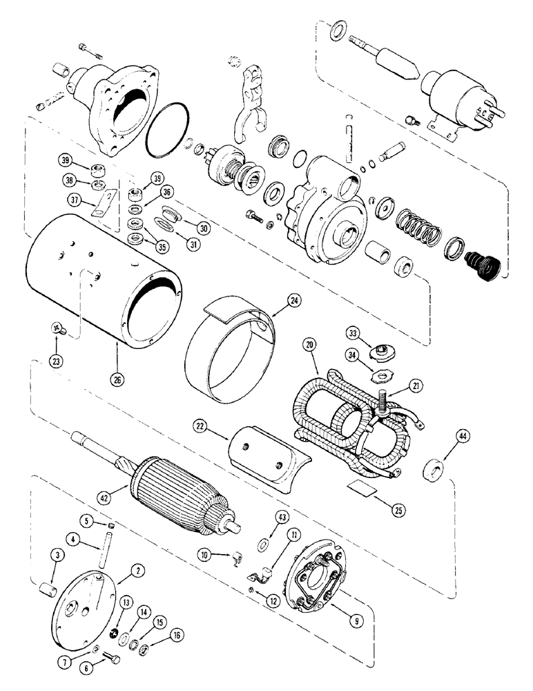 Схема запчастей Case 680CK - (038) - A64907 STARTER, (301B) DIESEL ENGINE (55) - ELECTRICAL SYSTEMS