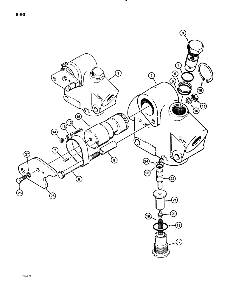 Схема запчастей Case 480E - (8-090) - BOOM LOCK VALVE, 480E MODELS ONLY (08) - HYDRAULICS