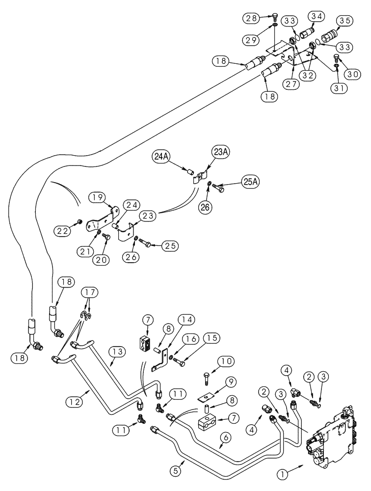 Схема запчастей Case 85XT - (08-07) - HYDRAULICS AUXILIARY SYSTEM, NORTH AMERICAN MODELS -JAF0352233, EUROPEAN MODELS -JAF0352714 (08) - HYDRAULICS