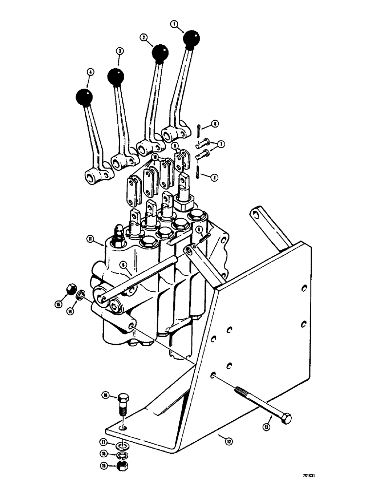 Схема запчастей Case 33 - (176) - 3 POINT HITCH, (WITH UNIT BODY TYPE CONTROL VALVE), CONTROL LEVERS AND VALVE 