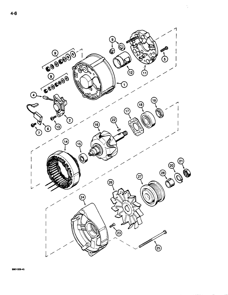 Схема запчастей Case 680L - (4-06) - ALTERNATOR A187873 (04) - ELECTRICAL SYSTEMS