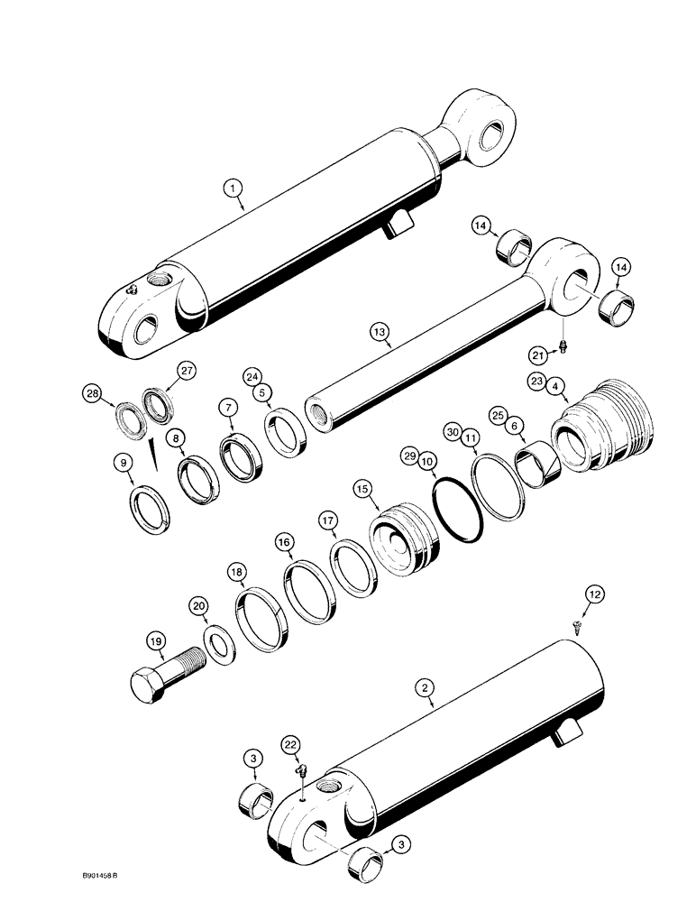 Схема запчастей Case 480F - (8-127A) - 1346189C1 AND 1346190C1 LOADER CLAM CYLINDERS (08) - HYDRAULICS