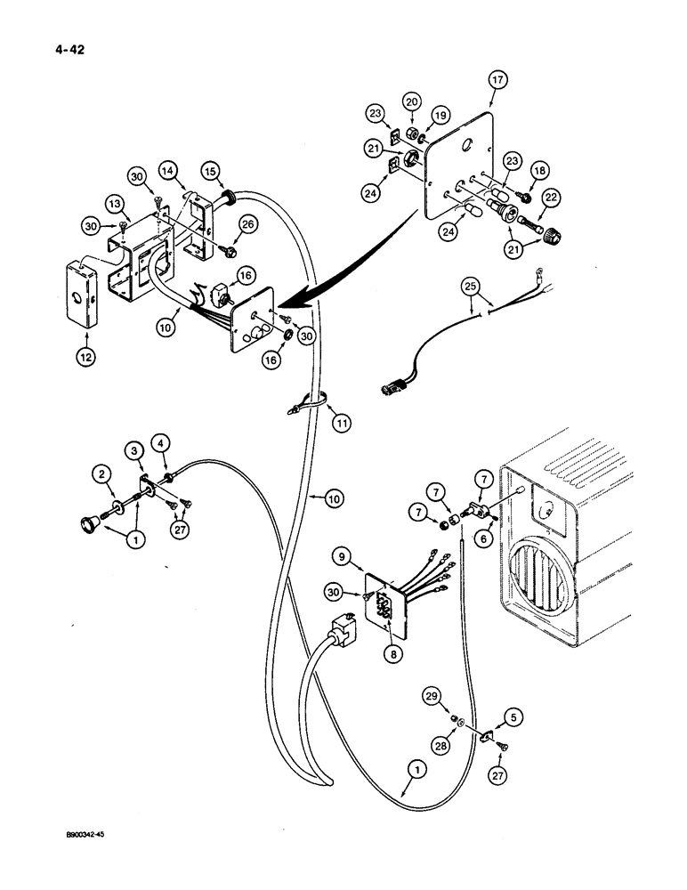 Схема запчастей Case 1085C - (4-42) - LIQUID PROPANE FIRED HEATER, ELECTRICAL CONTROLS (04) - ELECTRICAL SYSTEMS