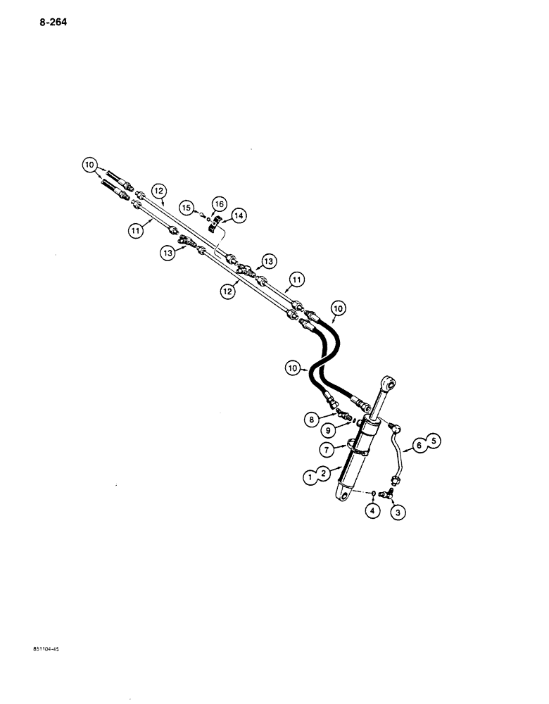 Схема запчастей Case 680K - (8-264) - LOADER CLAM CYLINDER HYDRAULIC CIRCUIT, FOR L76489 1-1/4 CUBIC YARD BUCKET (08) - HYDRAULICS