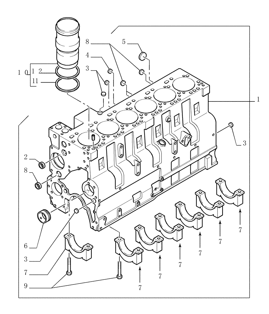 Схема запчастей Case 1850K LT - (0.040[01]) - CRANKCASE (01) - ENGINE