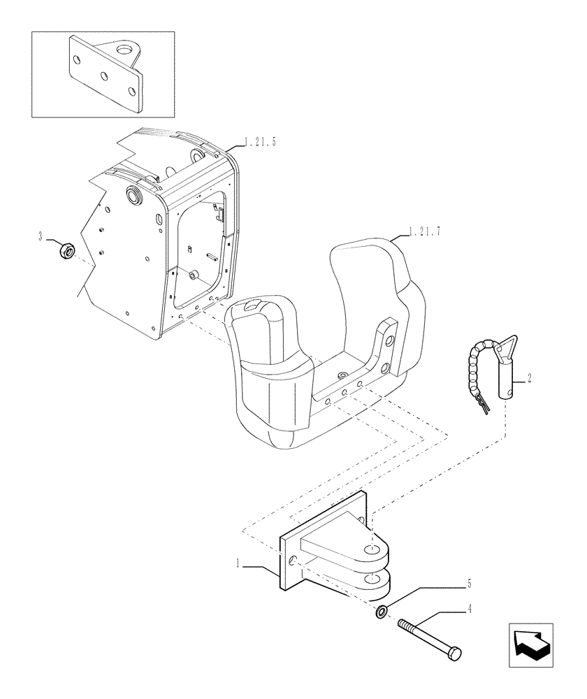 Схема запчастей Case TX1055 - (9.00884[01]) - TOW HOOK - REAR - OPTIONAL CODE 749117031 (88) - ACCESSORIES