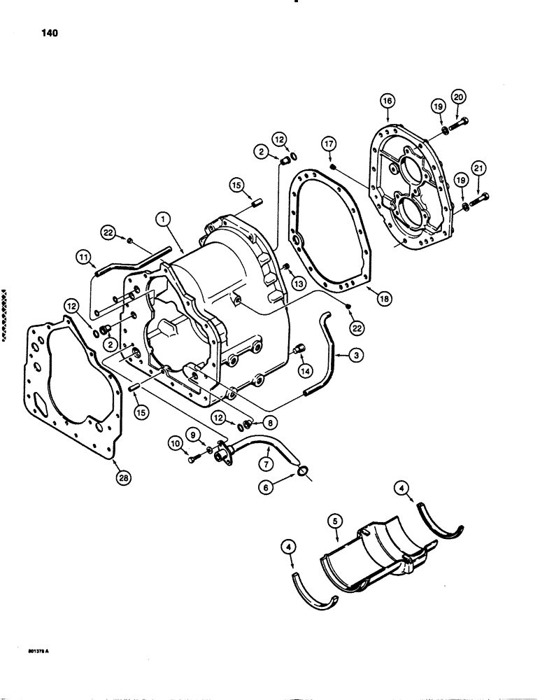 Схема запчастей Case 780B - (140) - TRANSMISSION HOUSING, REAR COVER, AND TUBES (06) - POWER TRAIN