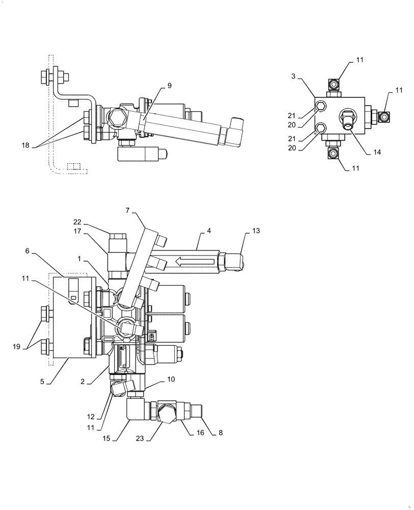 Схема запчастей Case CX36B - (01-063[03]) - CONTROL LINES, VALVE (WITH A PUMP Z PORT) (35) - HYDRAULIC SYSTEMS