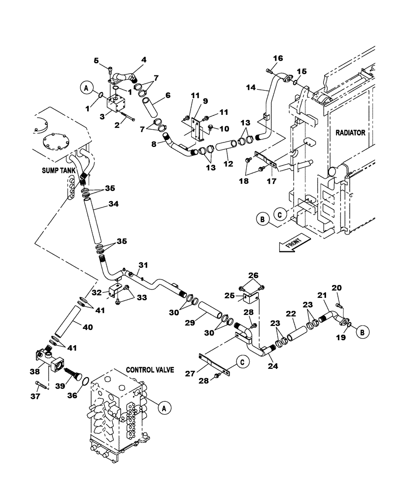 Схема запчастей Case CX470C - (08-006-00[01]) - HYDRAULIC CIRCUIT - COOLER (07) - HYDRAULIC SYSTEM