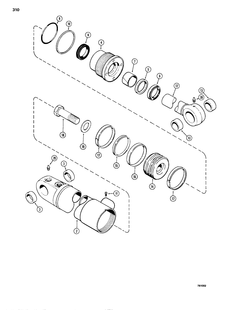 Схема запчастей Case 1150B - (310) - G101272 AND G101273 RIPPER CYLINDERS, GLAND IS STAMPED W/ CYLINDER PART NUMBER (07) - HYDRAULIC SYSTEM