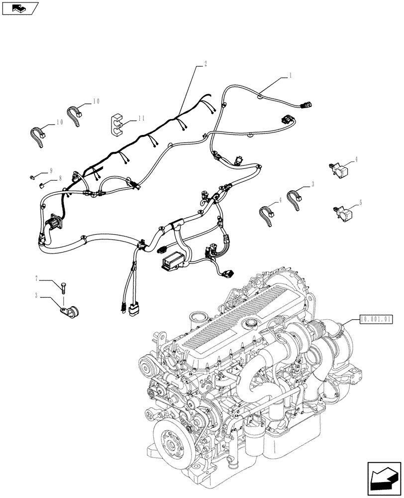 Схема запчастей Case F3DFA613A E002 - (55.100.05) - MOTOR ELECTRIC INSTALLATION (504386635 - 5801392635) (55) - ELECTRICAL SYSTEMS