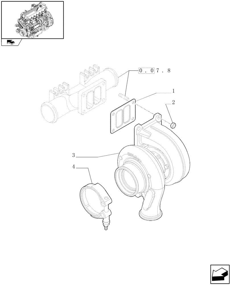 Схема запчастей Case F2CE9684H E010 - (0.24.0) - TURBOCHARGER & RELATED PARTS (504203221) 