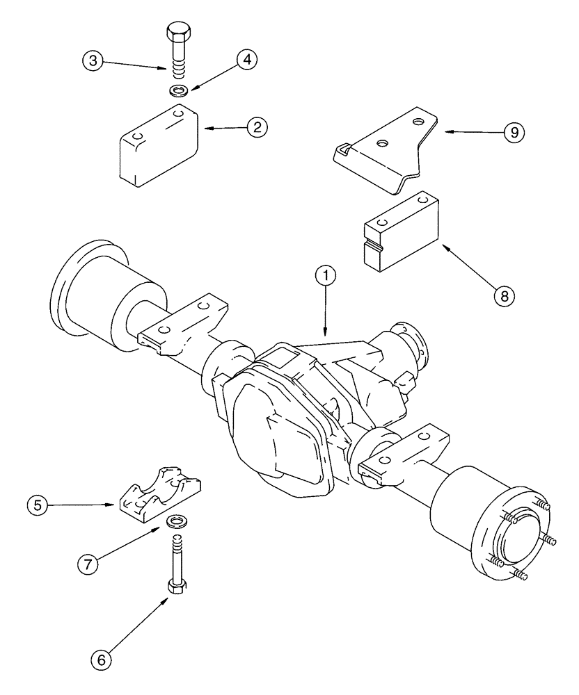 Схема запчастей Case 460 - (6-30) - DRIVE LINE MOUNTING, REAR AXLE (06) - POWER TRAIN