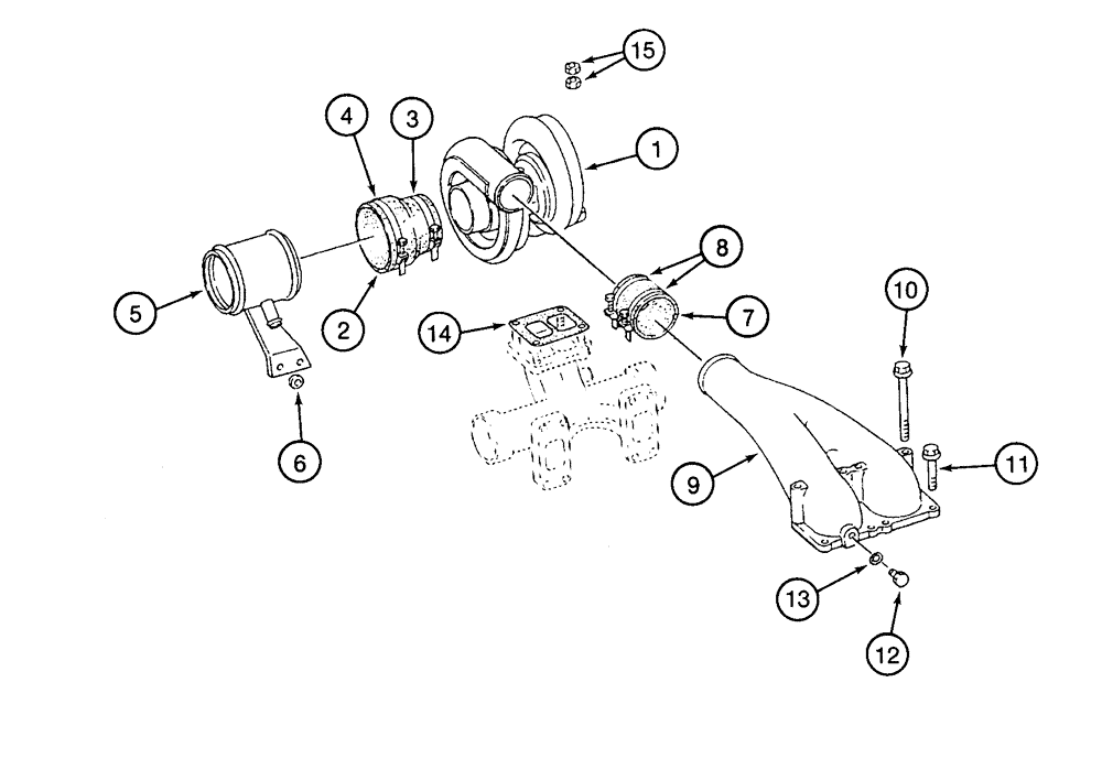 Схема запчастей Case 9050 - (2-20) - TURBOCHARGER SYSTEM (02) - ENGINE