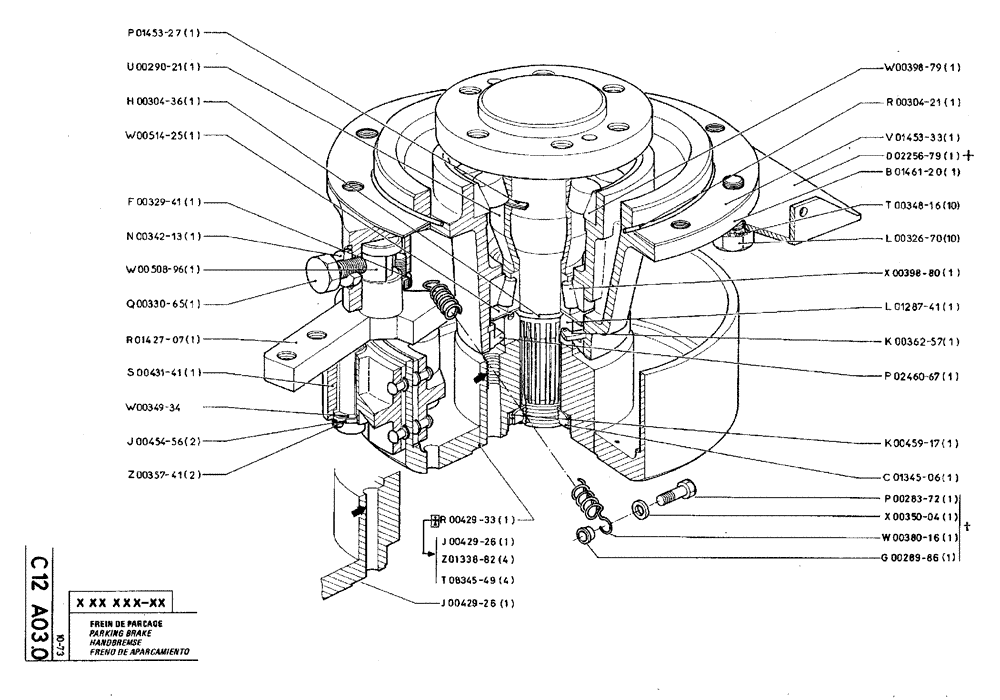 Схема запчастей Case TY45 - (C12 A03.0) - PARKING BRAKE (04) - UNDERCARRIAGE