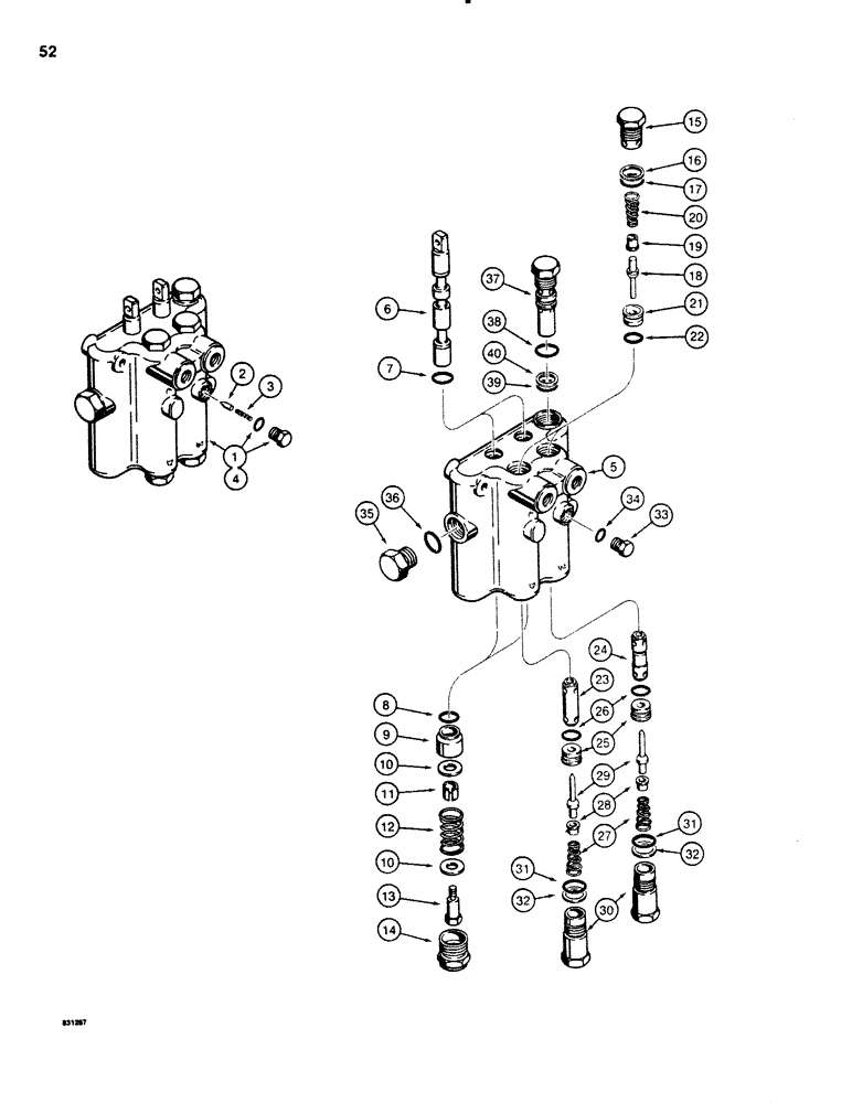 Схема запчастей Case SD100 - (052) - H553818 AND H550079 CONTROL VALVES, TWO SPOOL, H553818 BACKFILL BLADE CONTROL VALVE (29) - HYDROSTATIC DRIVE