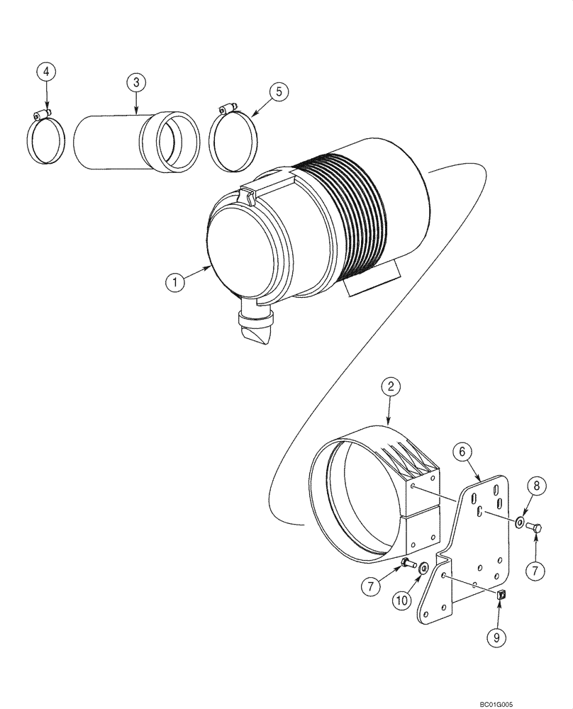 Схема запчастей Case 70XT - (02-06) - AIR CLEANER - ENGINE, 70XT (02) - ENGINE