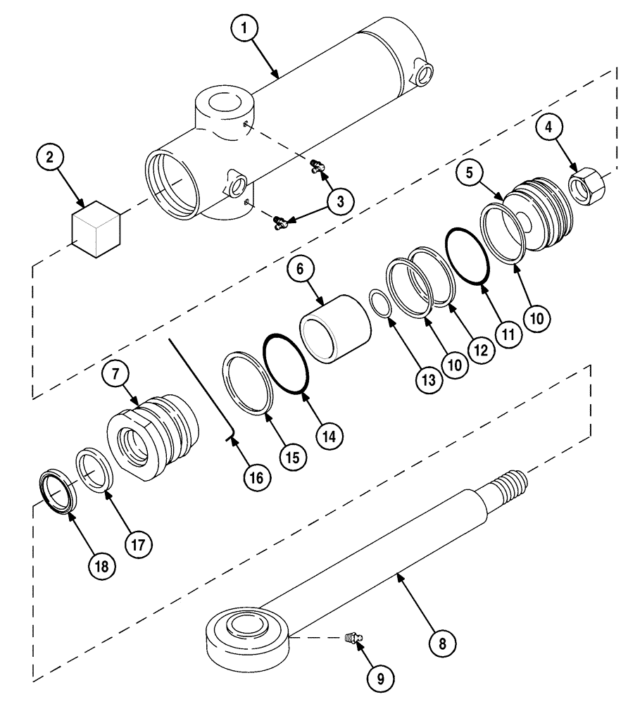 Схема запчастей Case 6010 - (08-34) - CYLINDER ASSY - WRENCH ROTATE (35) - HYDRAULIC SYSTEMS