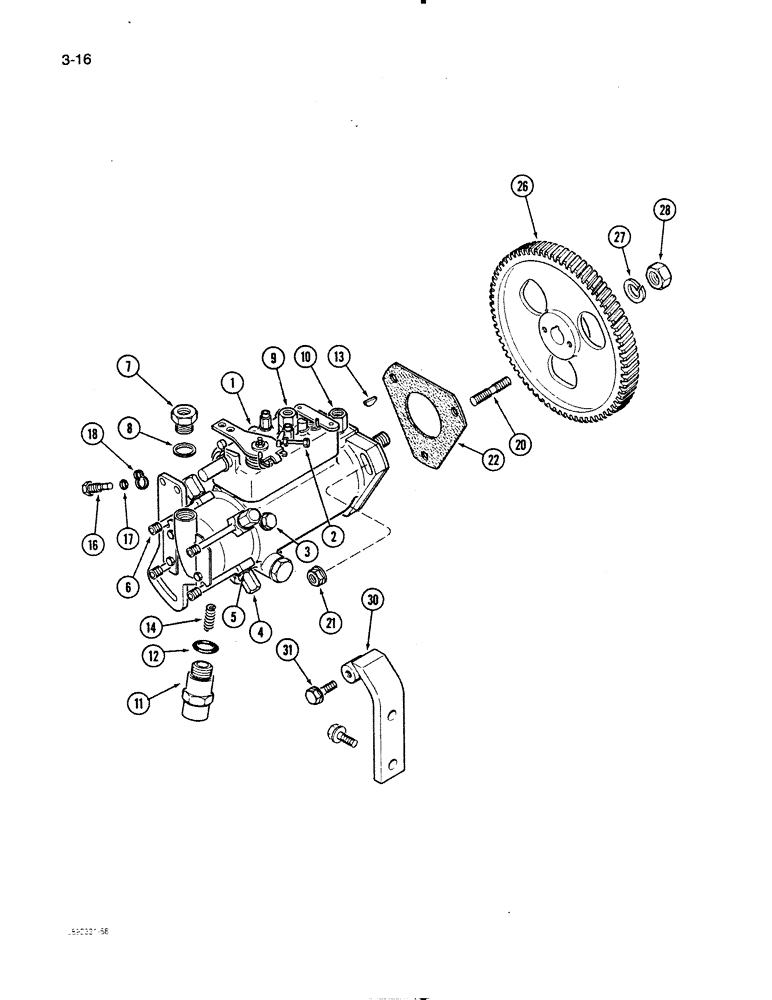 Схема запчастей Case W11B - (3-016) - FUEL INJECTION PUMP AND DRIVE, 4T-390 ENGINE, WITH LUCAS PUMP (03) - FUEL SYSTEM