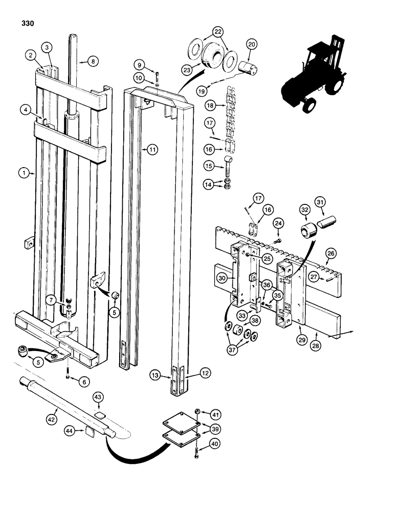 Схема запчастей Case 586D - (330) - 12 FOOT (3.6 M) MAST FOR 586D (83) - TELESCOPIC SINGLE ARM