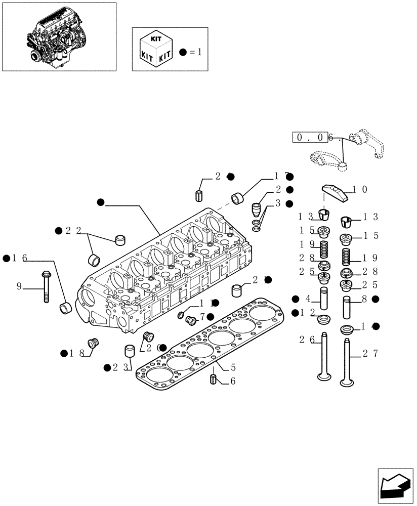 Схема запчастей Case F3AE0684D B005 - (0.06.0[01]) - CYLINDER HEAD & RELATED PARTS (504051863-504051861-504051865) 