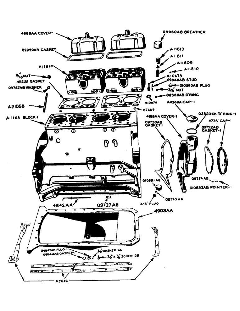 Схема запчастей Case W9 - (004) - DIESEL ENGINE, CYLINDER HEAD, BLOCK, POWRCEL, OIL PAN, TIMING GEAR COVER CYLINDER HEAD (02) - ENGINE