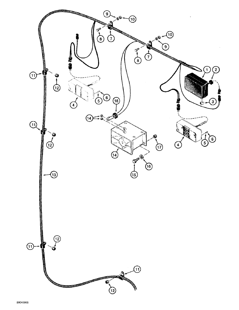 Схема запчастей Case 821B - (4-44) - REAR LAMP AND BACKUP ALARM MOUNTING (04) - ELECTRICAL SYSTEMS