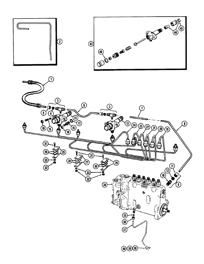 Схема запчастей Case W8B - (022) - FUEL INJECTION SYSTEM, (401) DIESEL ENGINE, FUEL INJECTOR (02) - FUEL SYSTEM