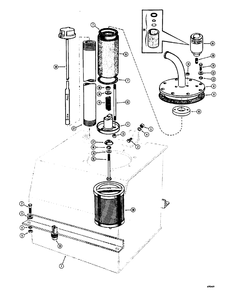 Схема запчастей Case W7 - (262) - HYDRAULIC TANK (08) - HYDRAULICS