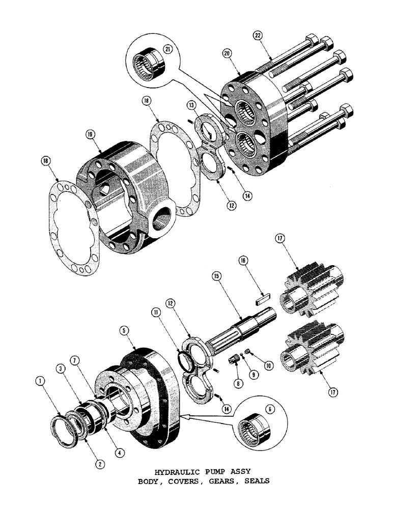 Схема запчастей Case 1000C - (324) - HYDRAULIC PUMP ASSEMBLY, BODY, COVERS, GEARS, SHAFT, SEALS (07) - HYDRAULIC SYSTEM