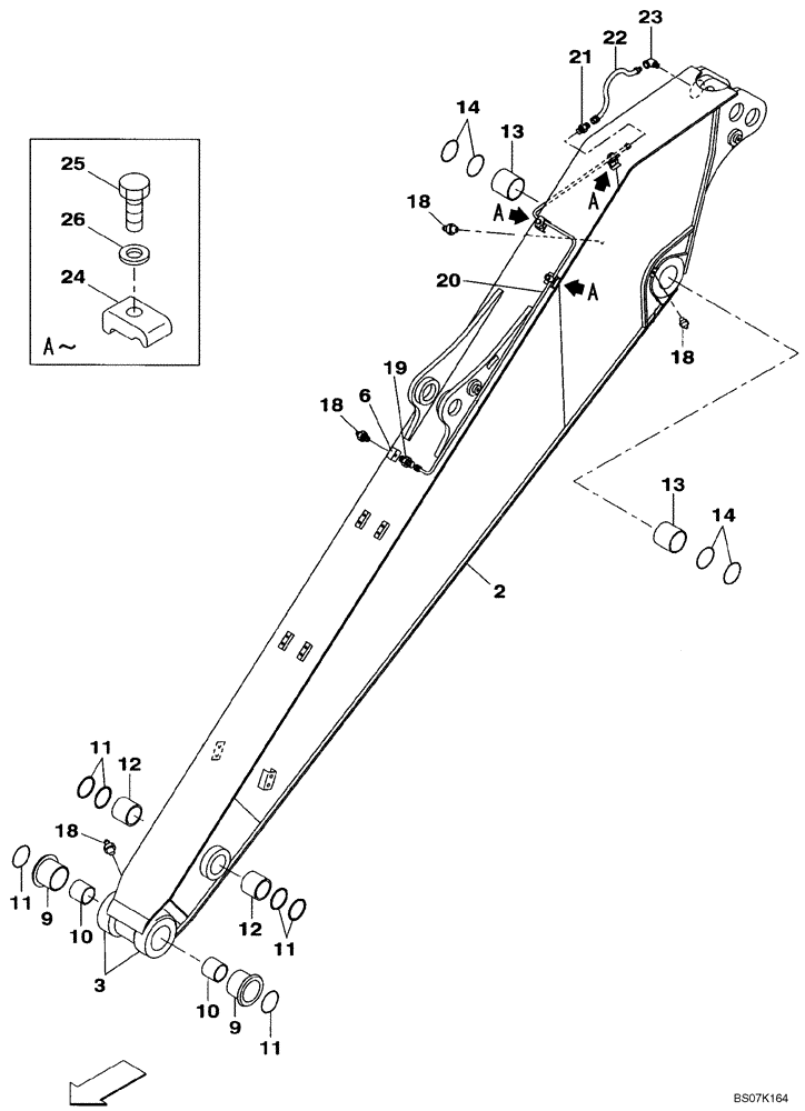 Схема запчастей Case CX130B - (09-63) - ARM (3.01M) - OPTIONAL (09) - CHASSIS/ATTACHMENTS