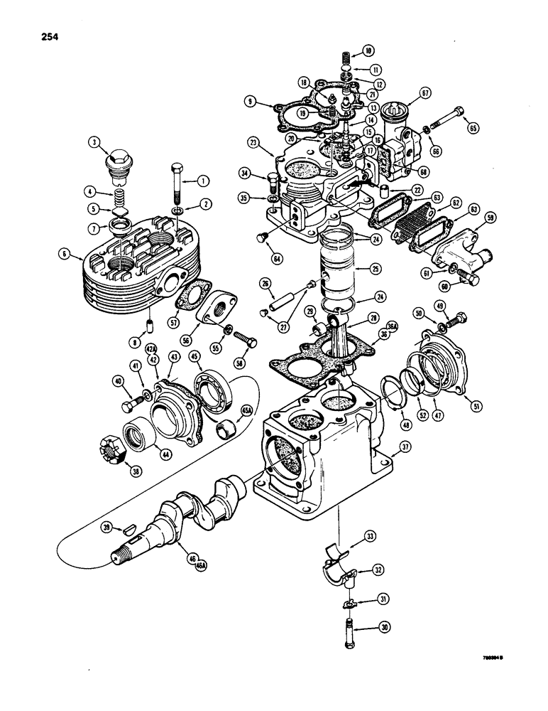 Схема запчастей Case W20 - (254) - L109543 AND L79411 AIR COMPRESSORS - ALUMINUM BLOCK (07) - BRAKES